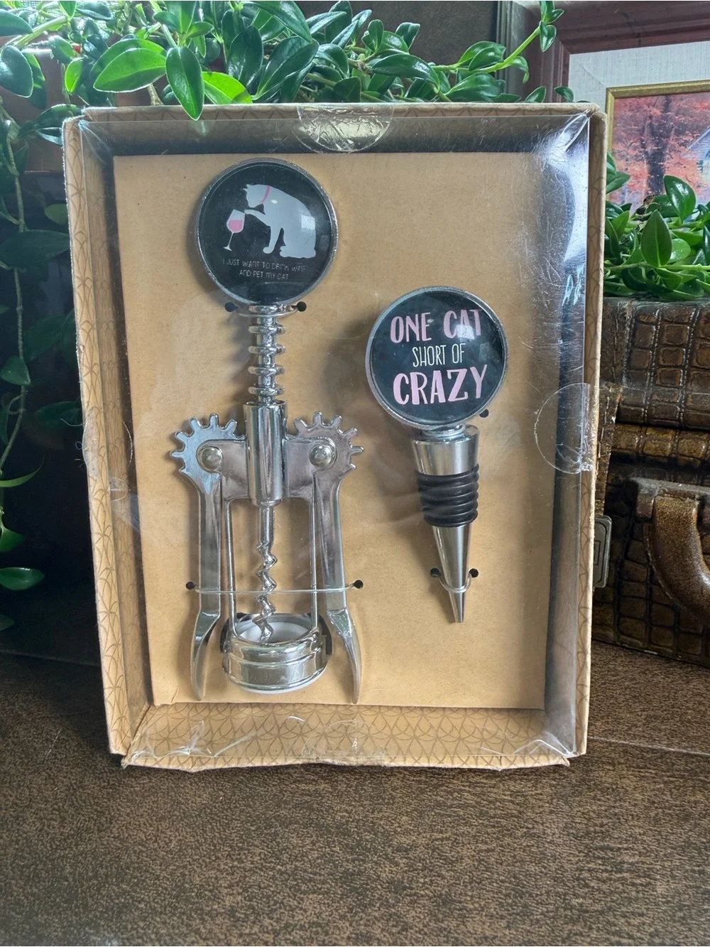 Wine Corkscrew and Stopper Set - Black